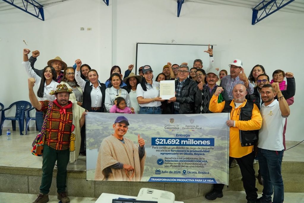 ADR entrega sistema de riego por más de $21.600 millones para fortalecer el campo en Oicatá