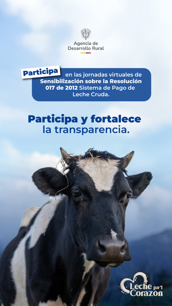 Invitación a jornadas virtuales sobre el Sistema de Pago de Leche Cruda